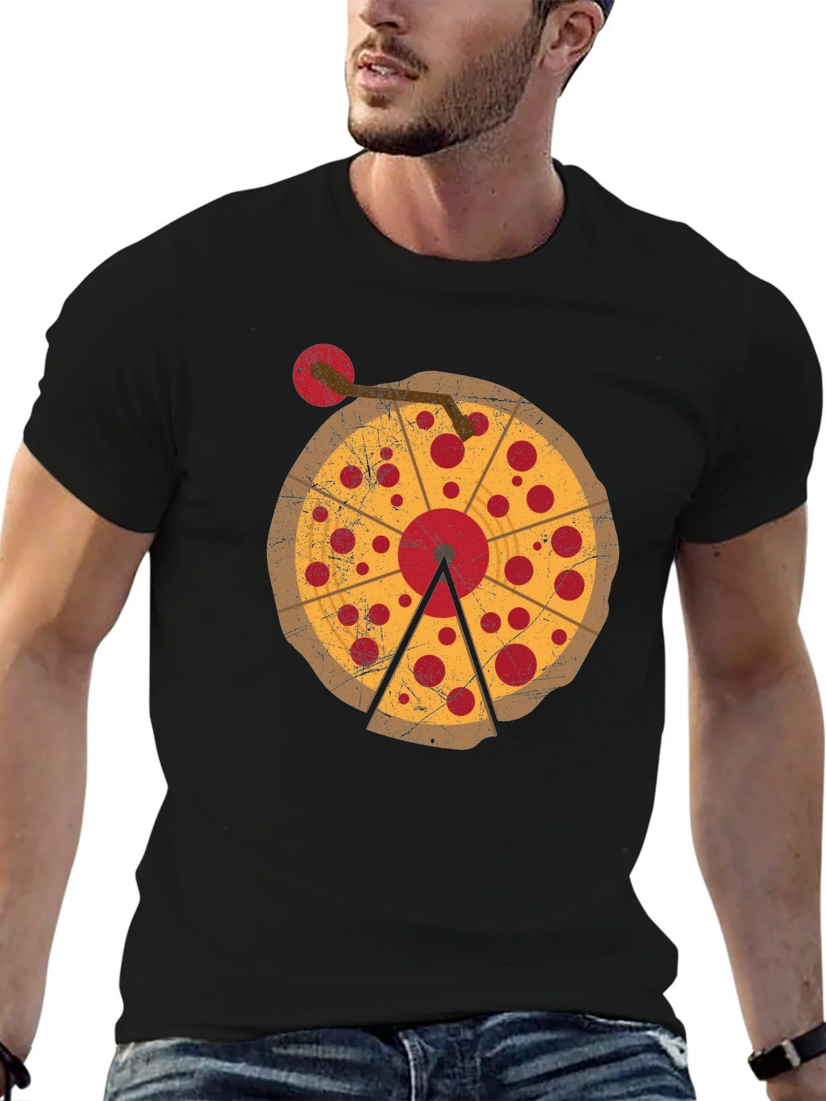 Pizza DJ Turntable Graphic T-Shirt product image 6