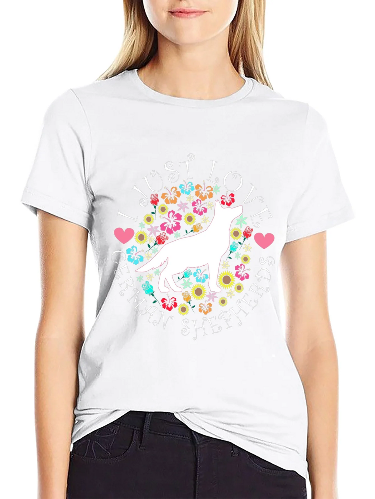 I Love German Shepherds Black T-Shirt product image 5