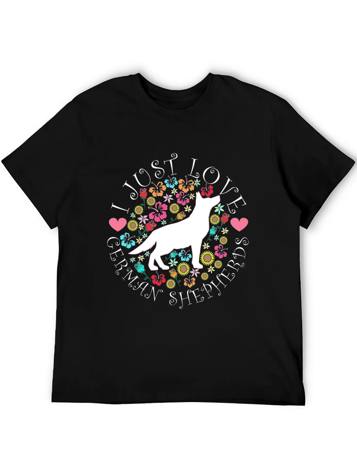 I Love German Shepherds Black T-Shirt product image 4