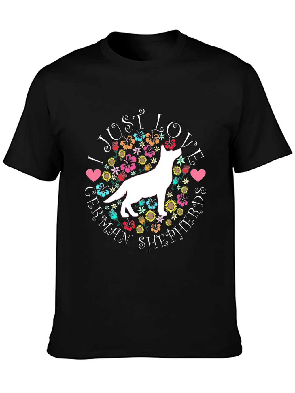 I Love German Shepherds Black T-Shirt product image 3