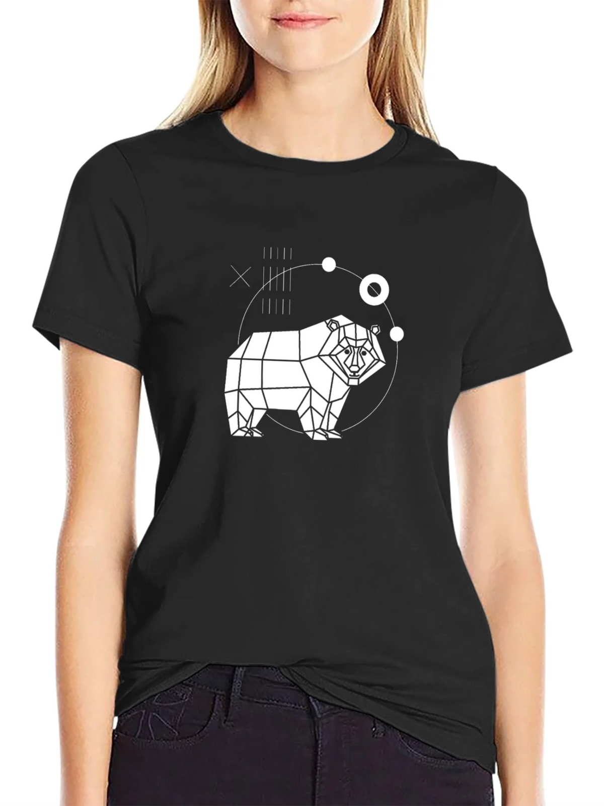 Geometric Bear Graphic Black T-Shirt product image 2