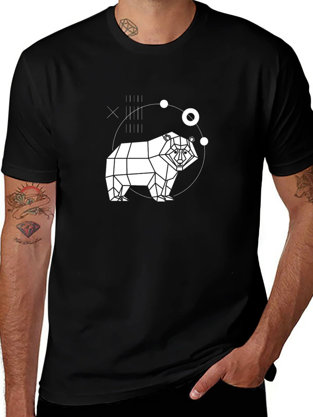 Geometric Bear Graphic Black T-Shirt product image 1
