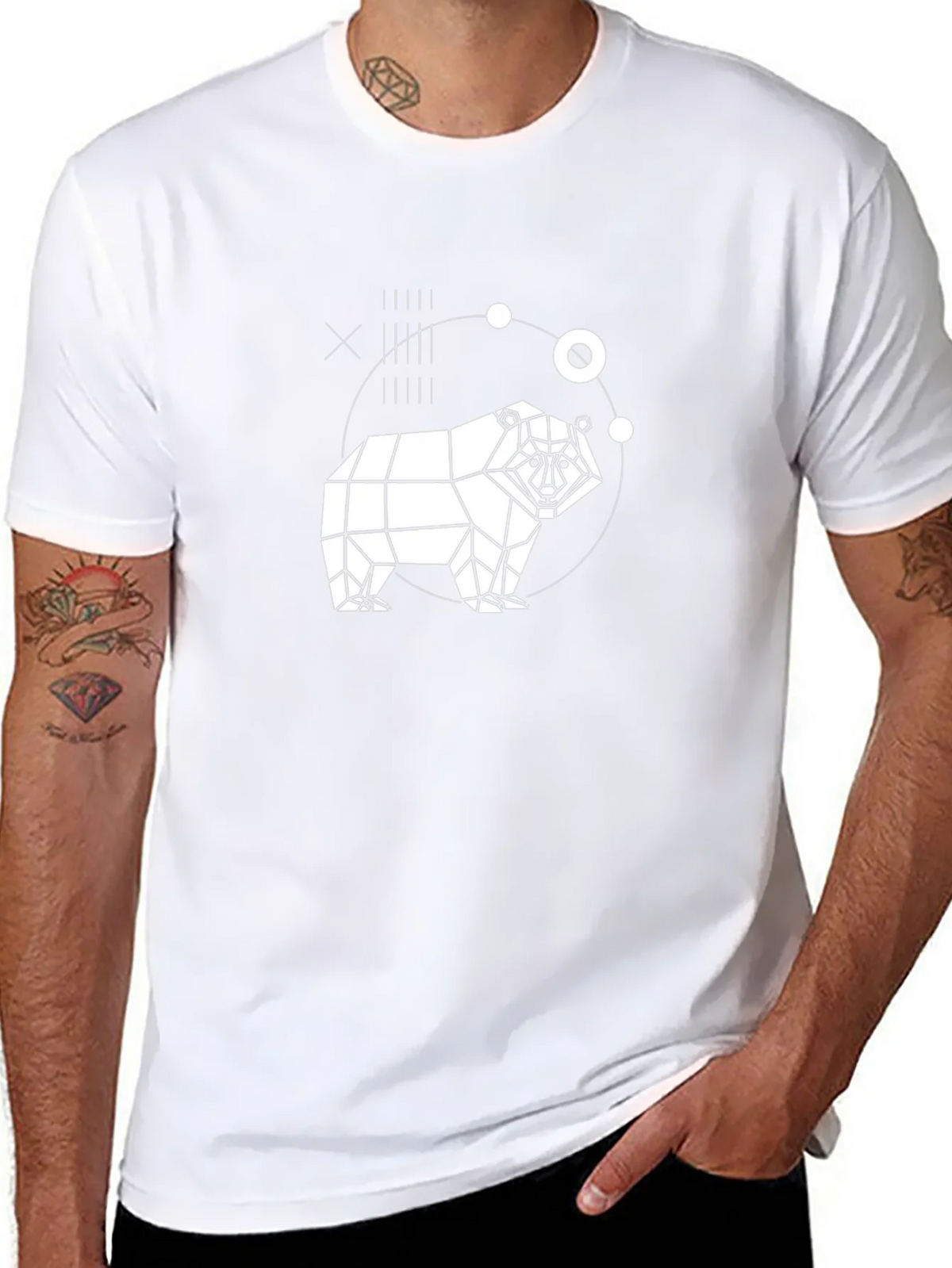 Geometric Bear Graphic Black T-Shirt product image 7