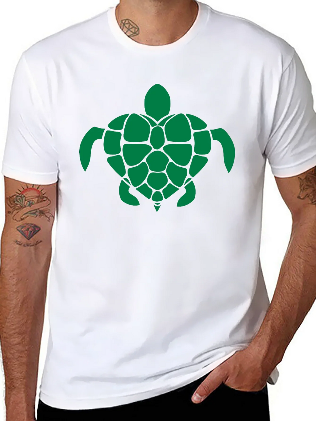 Turtle Graphic Tee - Green Print on Black product image 7
