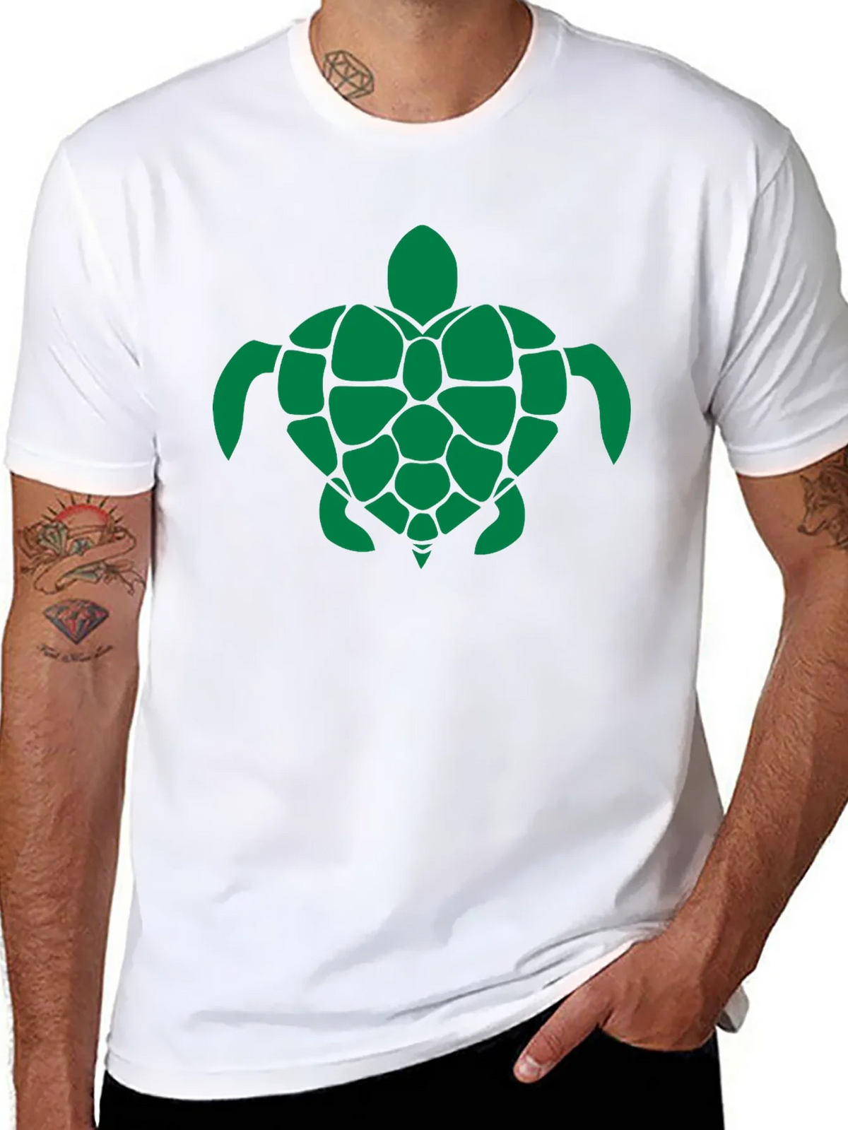Turtle Graphic Tee - Green Print on Black product image 7