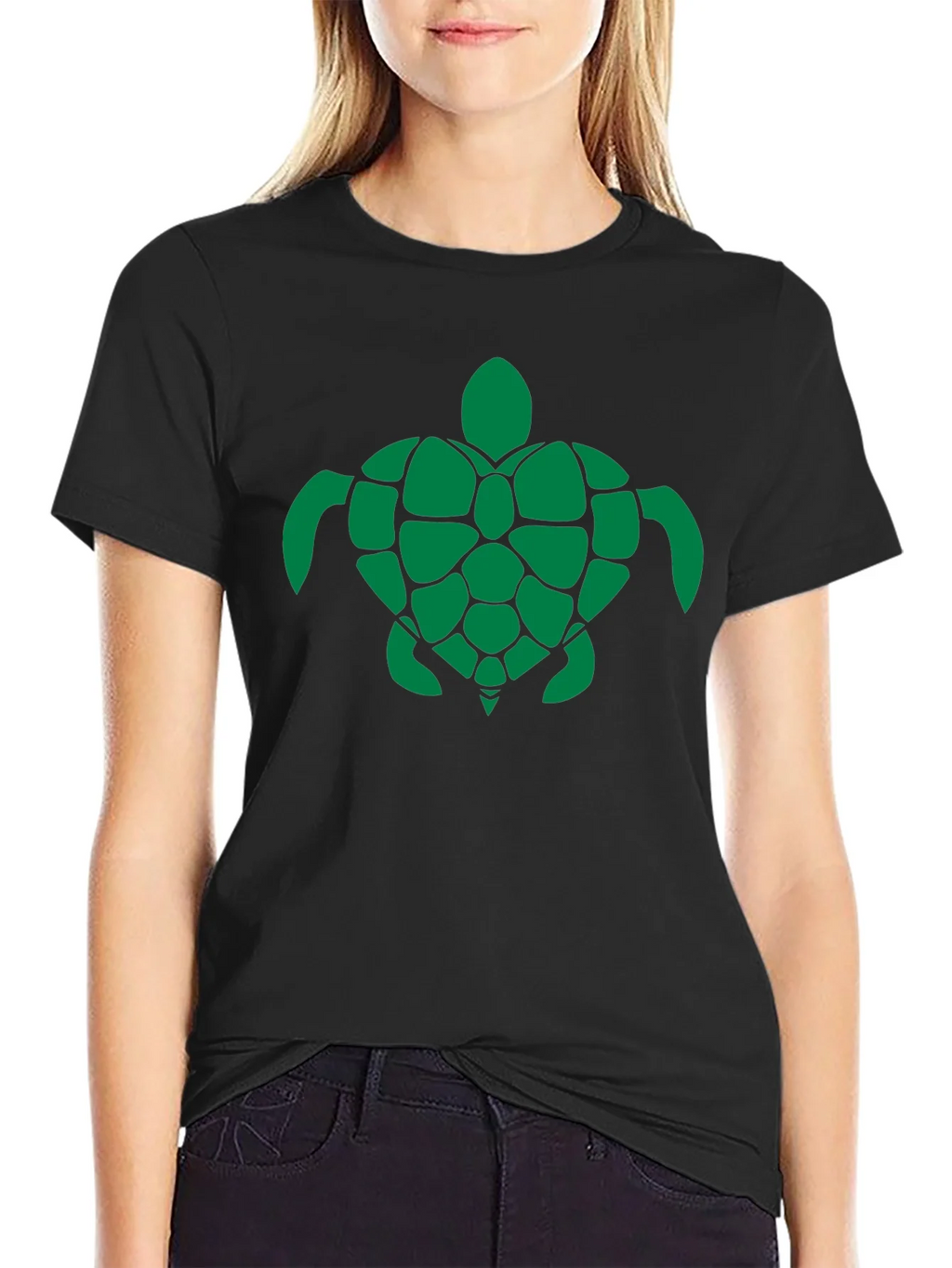 Turtle Graphic Tee - Green Print on Black product image 2