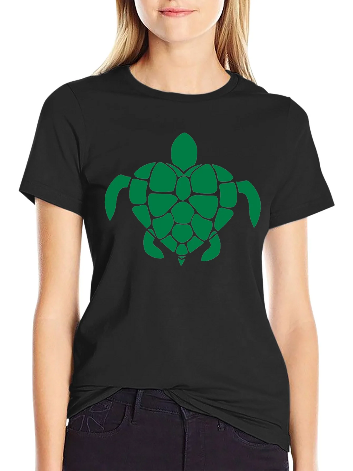 Turtle Graphic Tee - Green Print on Black product image 2