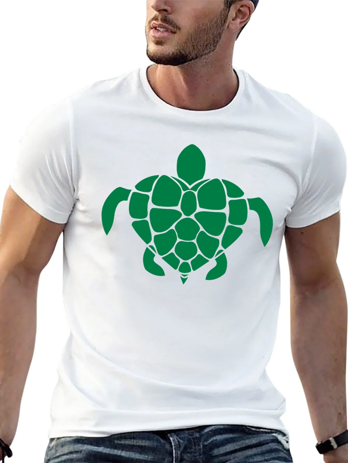 Turtle Graphic Tee - Green Print on Black product image 11