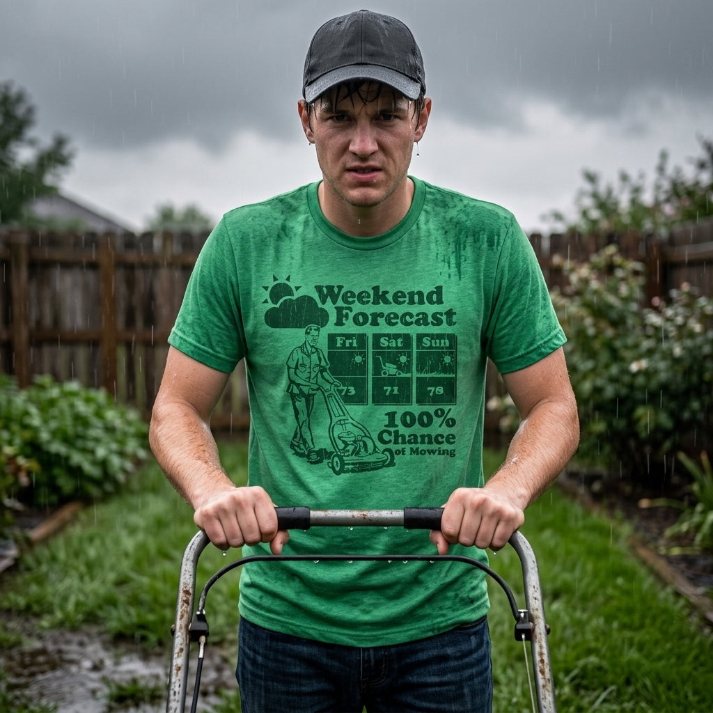 Weekend Forecast 100% Chance Of Mowing Men's T Shirt product image 2