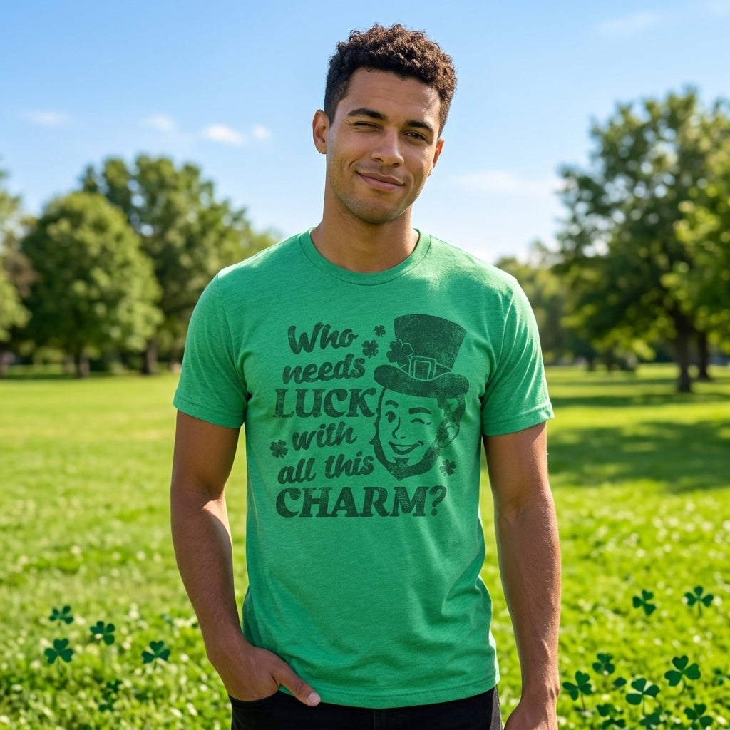 Winking Leprechaun Who Needs Luck With All This Charm Men's product image 2