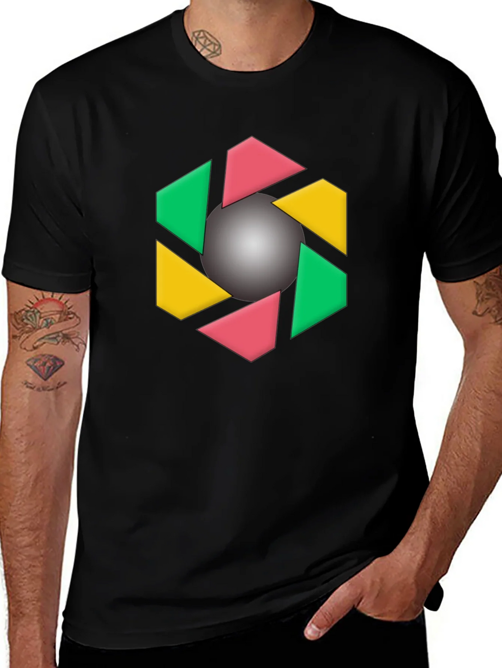 Geometric Design Black T-Shirt product image 1
