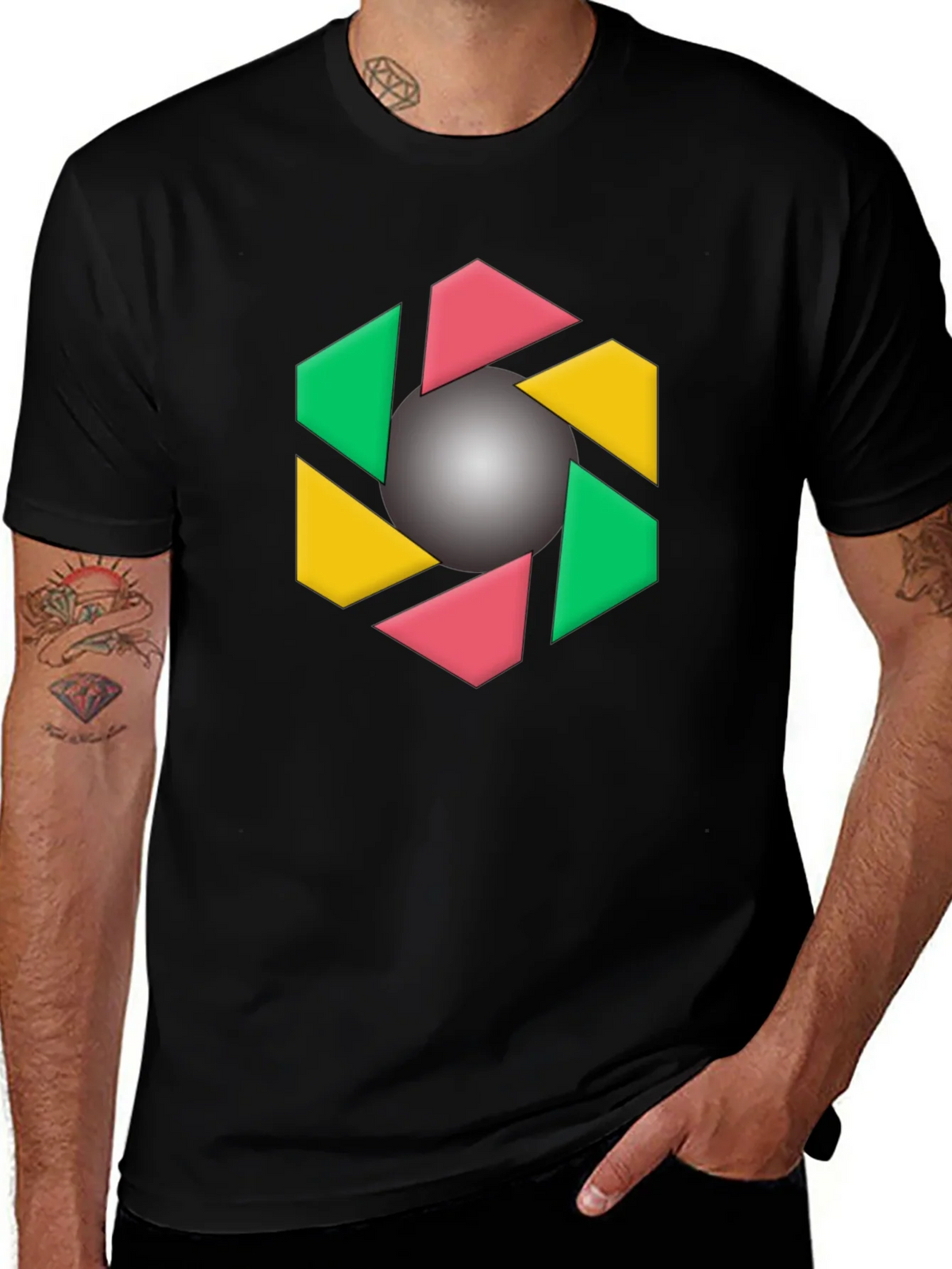 Geometric Design Black T-Shirt product image 1