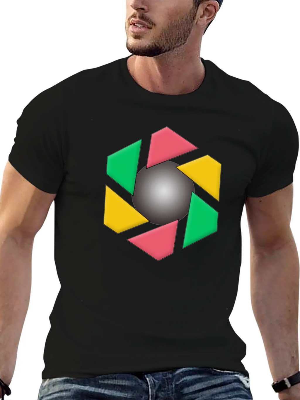 Geometric Design Black T-Shirt product image 6