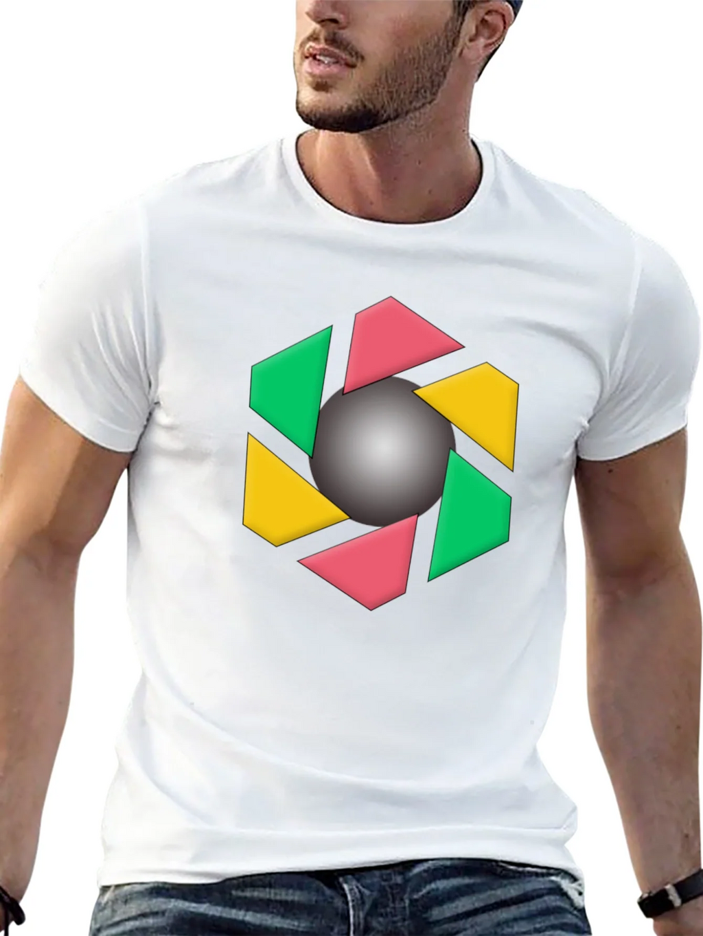 Geometric Design Black T-Shirt product image 12