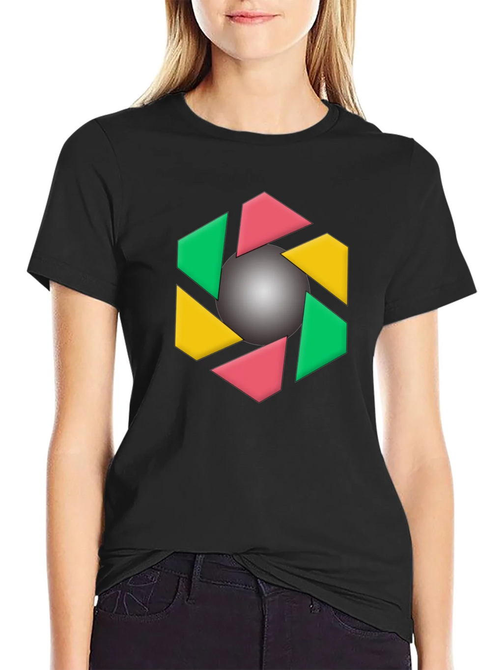Geometric Design Black T-Shirt product image 2