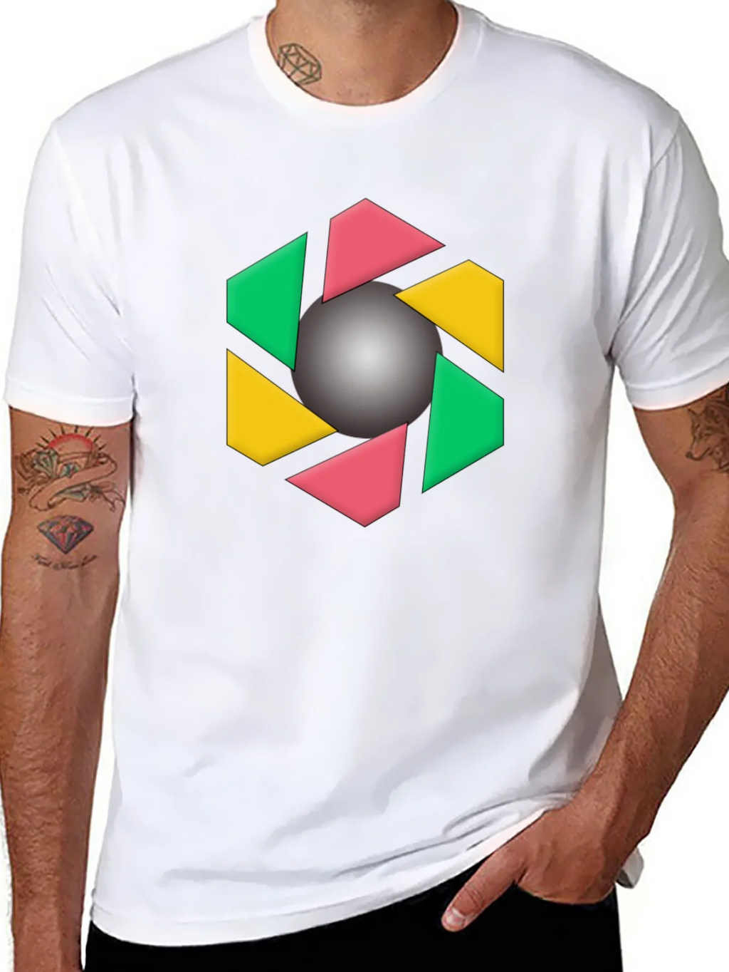 Geometric Design Black T-Shirt product image 7