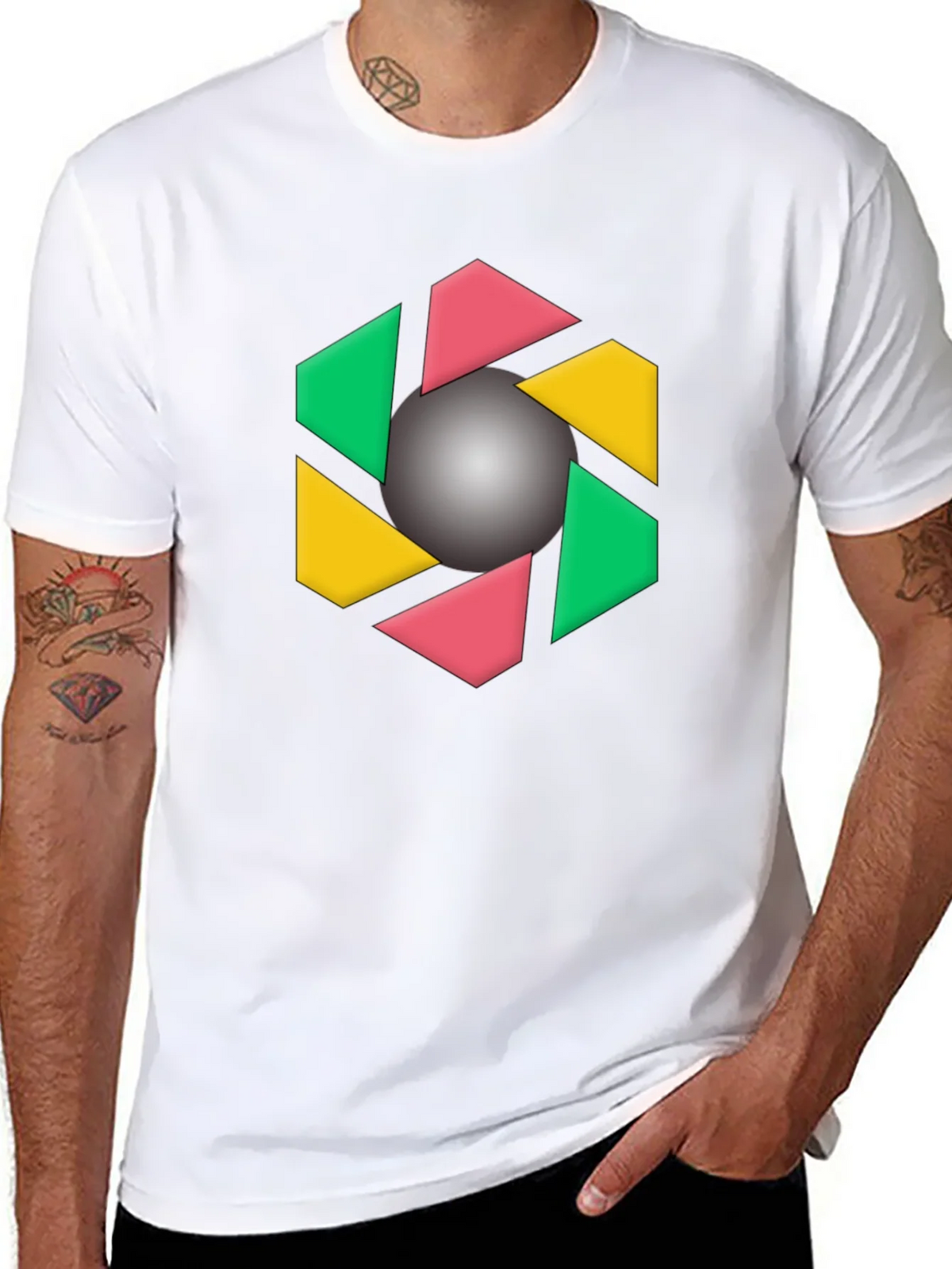 Geometric Design Black T-Shirt product image 7
