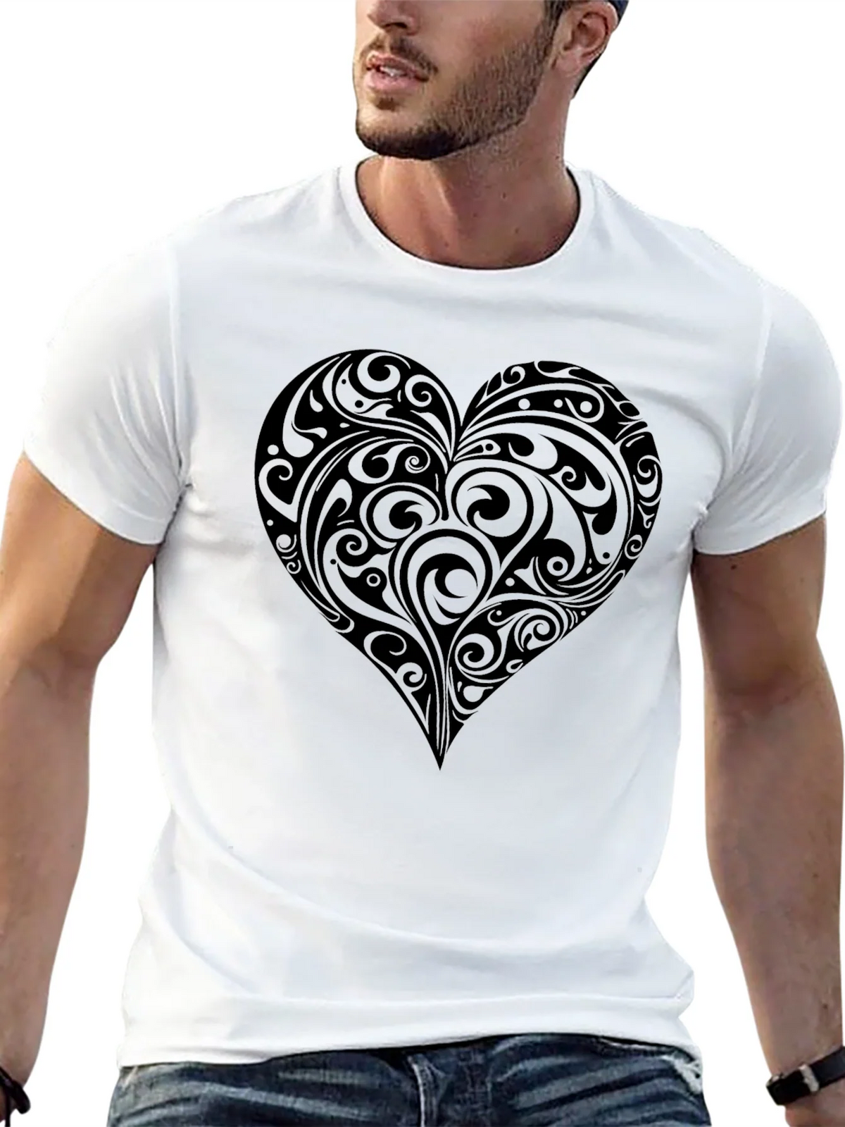 Heart Swirl Graphic Tee - Mens Black T-Shirt product image 12