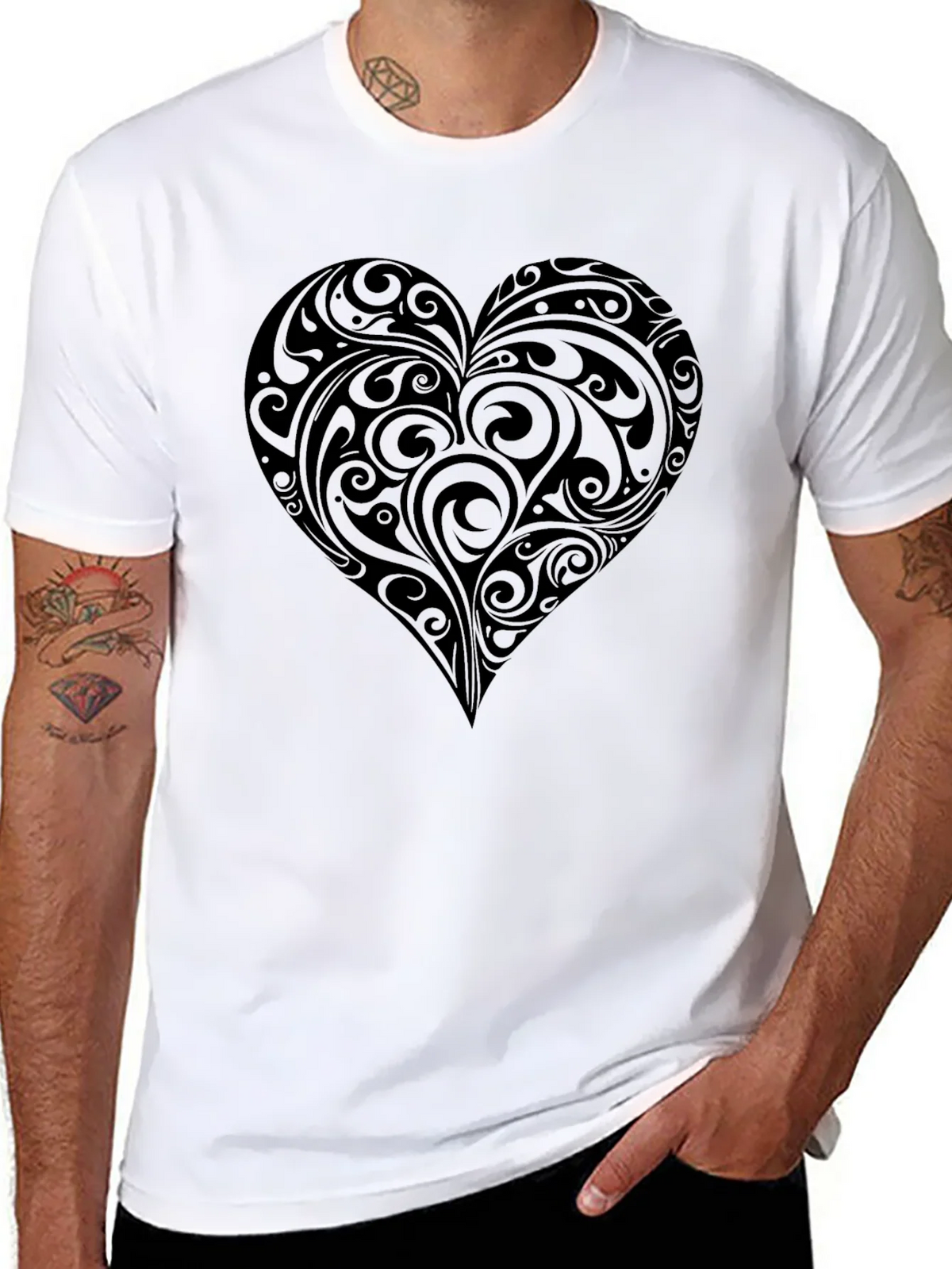 Heart Swirl Graphic Tee - Mens Black T-Shirt product image 7