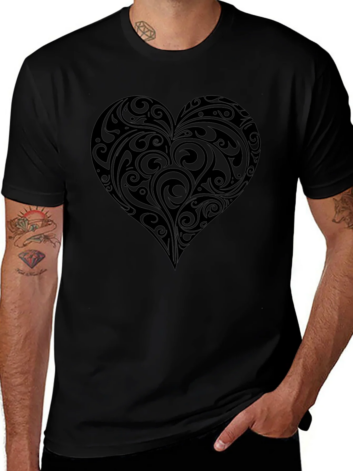 Heart Swirl Graphic Tee - Mens Black T-Shirt product image 1