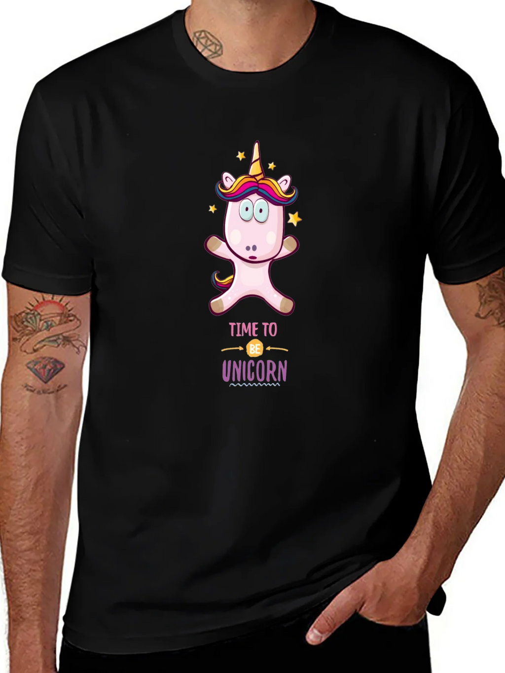 Time to be Unicorn Black T-Shirt product image 1