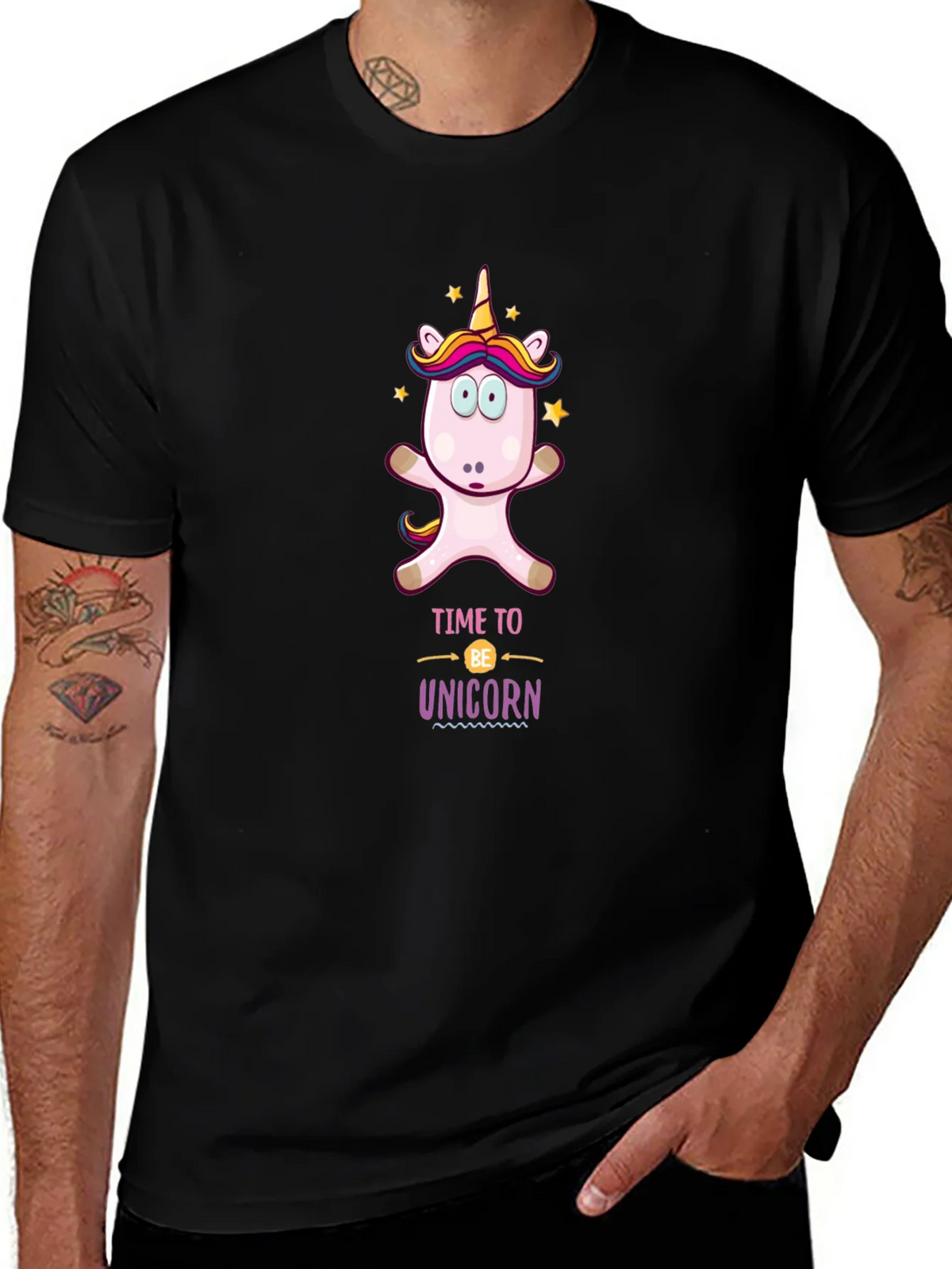 Time to be Unicorn Black T-Shirt product image 1