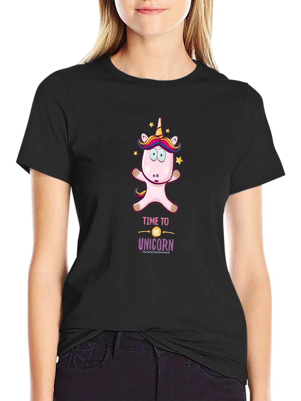 Time to be Unicorn Black T-Shirt product image 2