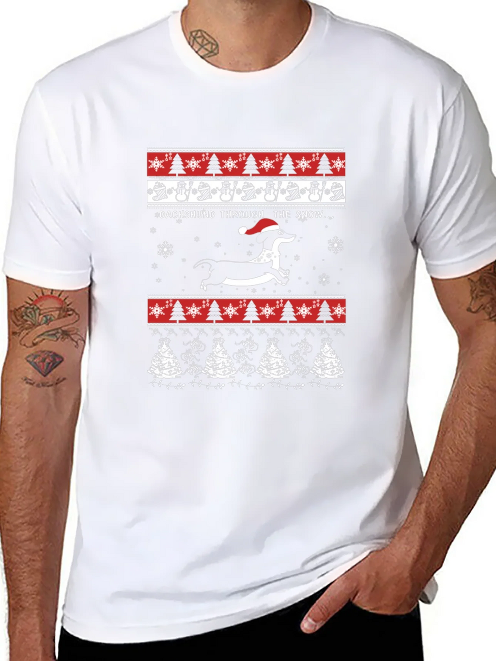 Dachshund Through The Snow Christmas T-Shirt product image 5