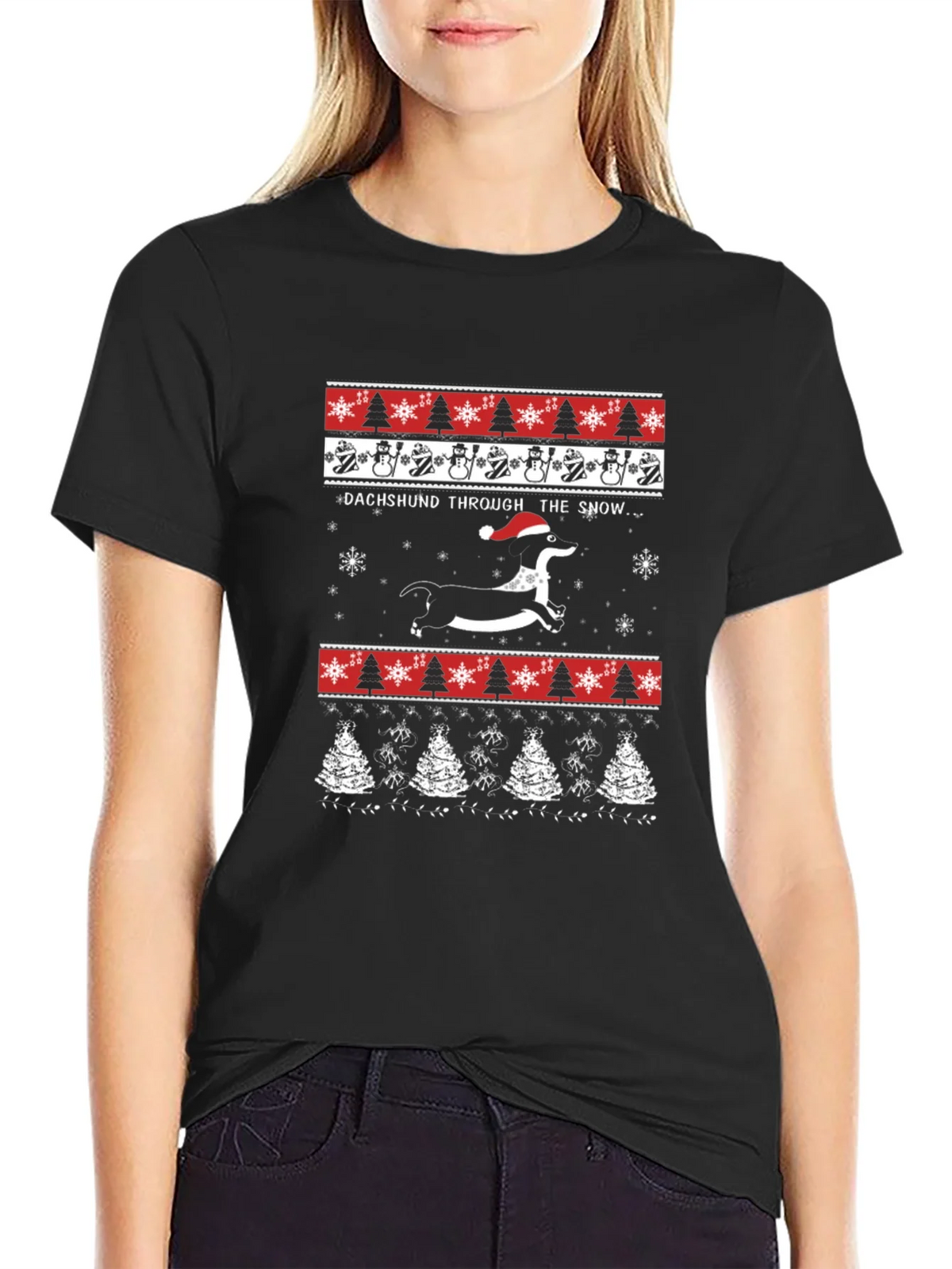 Dachshund Through The Snow Christmas T-Shirt product image 1