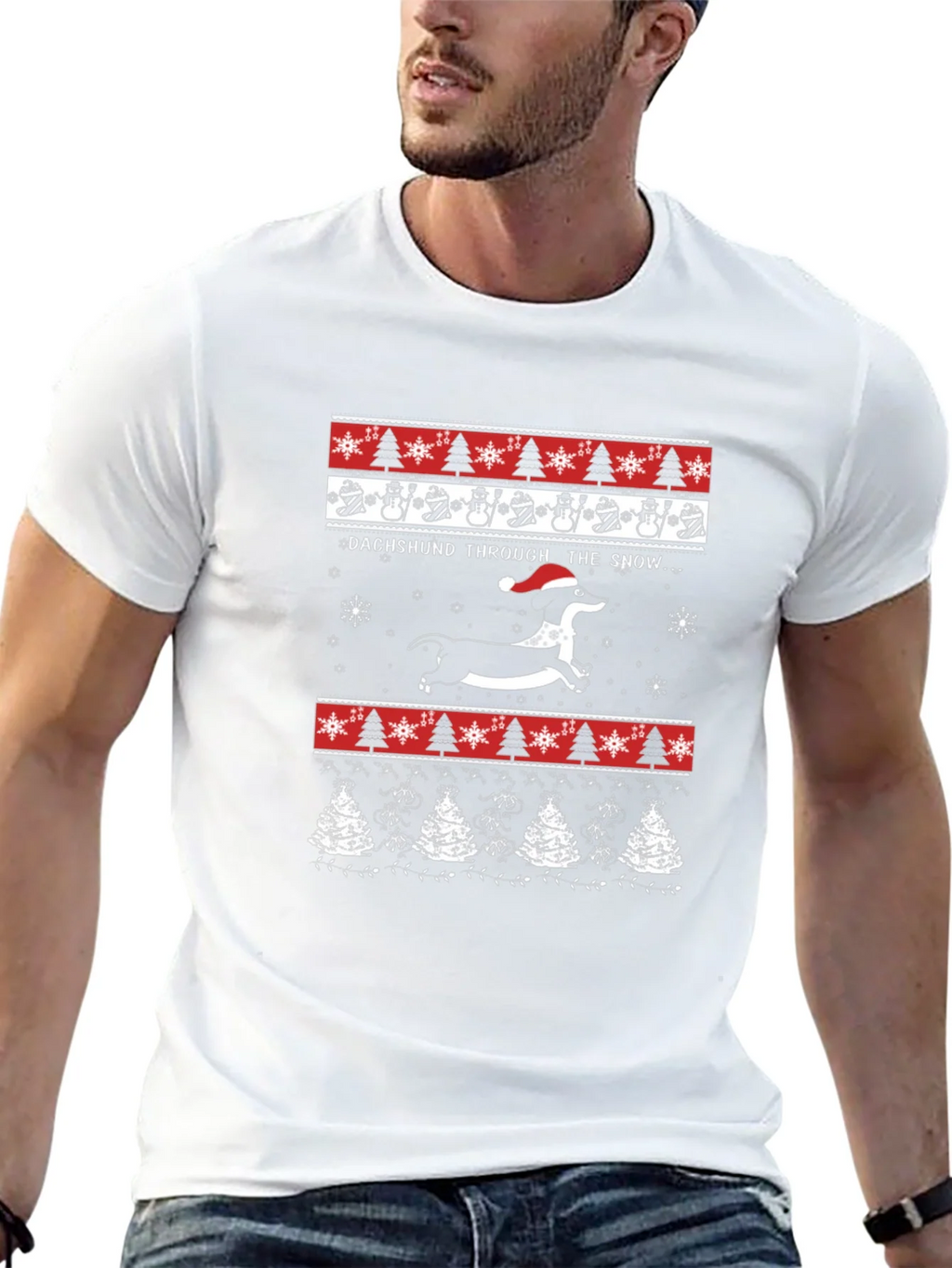 Dachshund Through The Snow Christmas T-Shirt product image 9