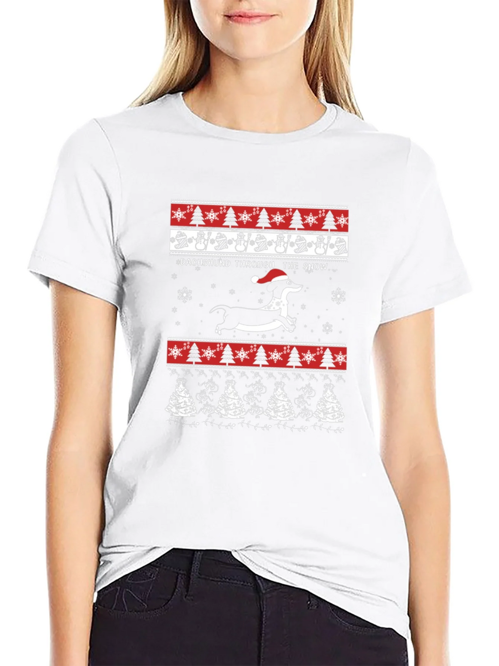 Dachshund Through The Snow Christmas T-Shirt product image 6