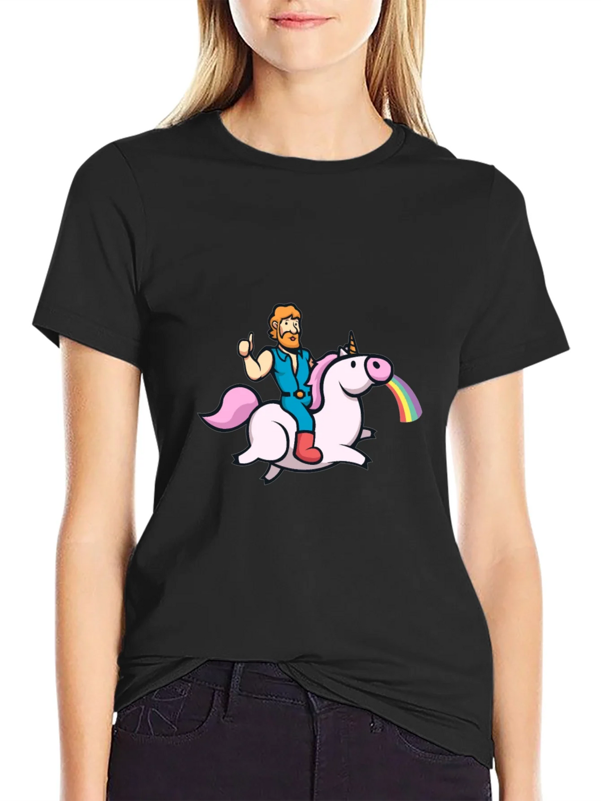 Unicorn Rider Graphic Tee - Black Cotton T-Shirt product image 2