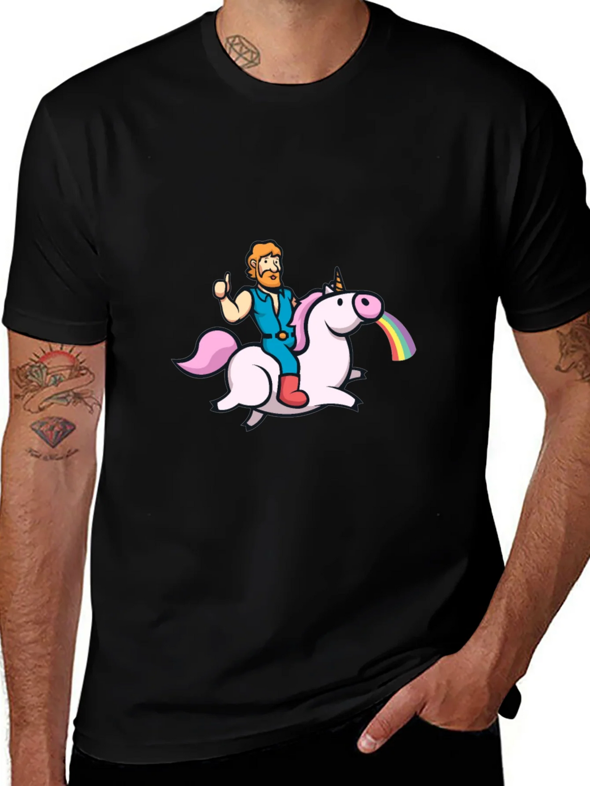 Unicorn Rider Graphic Tee - Black Cotton T-Shirt product image 1