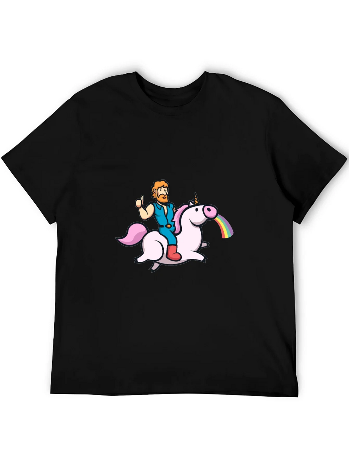 Unicorn Rider Graphic Tee - Black Cotton T-Shirt product image 5