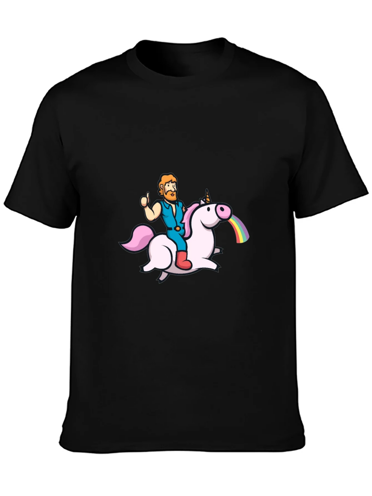 Unicorn Rider Graphic Tee - Black Cotton T-Shirt product image 3