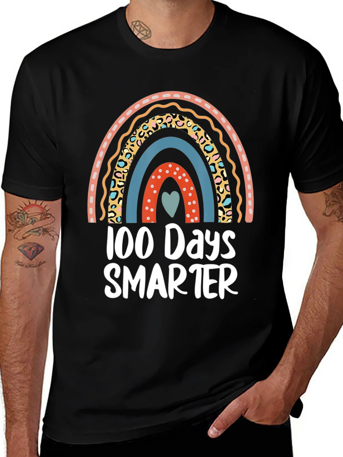 100 Days Smarter Rainbow Graphic Tee product image 1